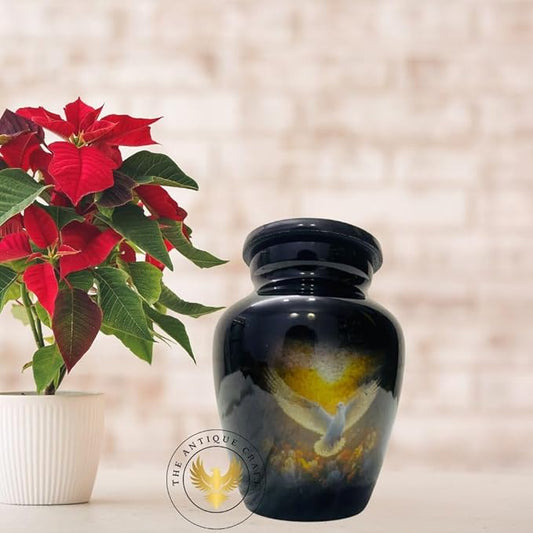 Black Mini Cremation Urn – Handcrafted Keepsake Urn for Ashes with Velvet Box