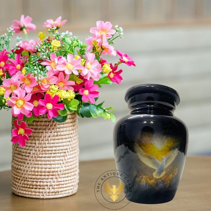 Black Mini Cremation Urn – Handcrafted Keepsake Urn for Ashes with Velvet Box