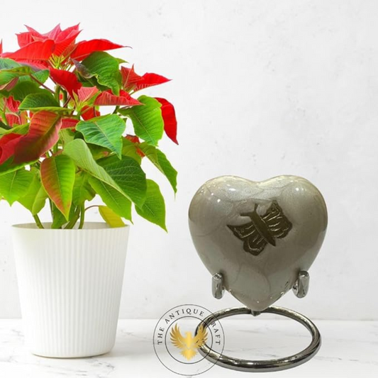 White Heart Cremation Urn – Decorative Keepsake Urn for Human Ashes of Male or Female