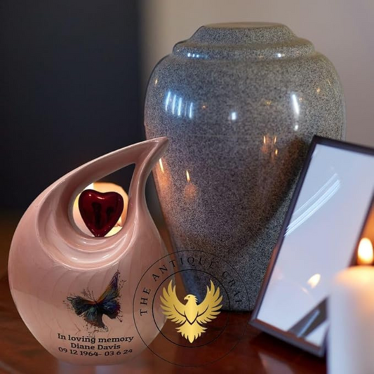 Elegant Peach Cremation Urn for Adult with Velvet Bag - Personalized Urn - Adult Urn - Funeral Urn - Teardrop Urn - Burial Urn - Memorial Urn