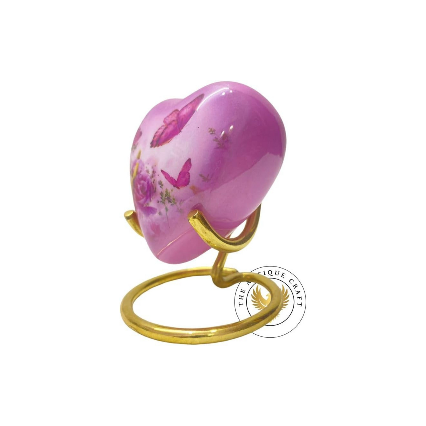 Butterfly Theme Pink Heart Urn for Ashes – Memorial Urn for Men & Women