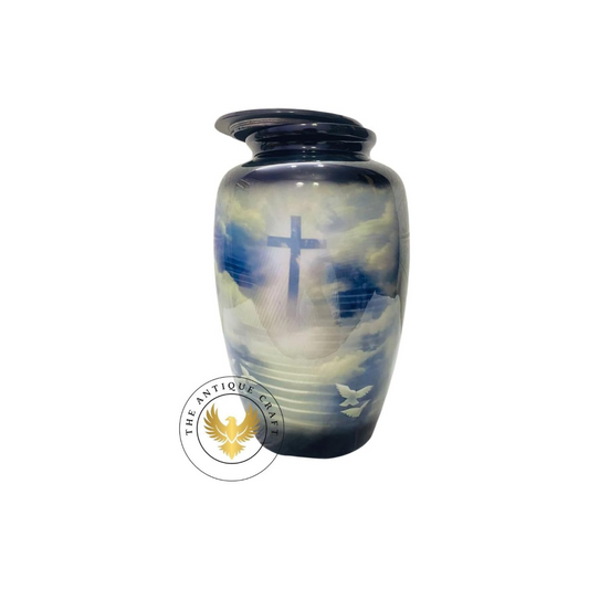 Heavenly Cross Cremation Urn – Black Adult Urn for Women & Men, Funeral & Burial
