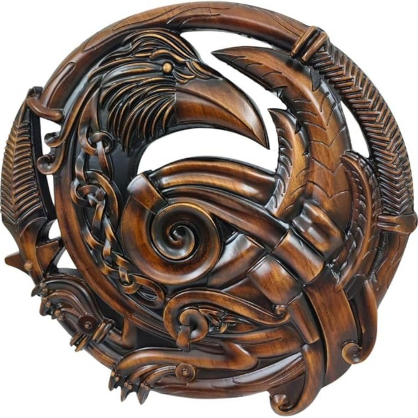Odin Wall Hanging – Norse Viking Wood Carving | Raven Heathen Wall Art | Handcrafted Antique Style Decor