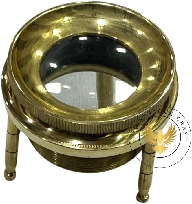 Brass Nautical Chart Magnifier – Tripod Magnifying Glass for Maps & Desk Decor