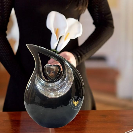Elegant Black Cremation Urn for Adult Urn Funeral Urn Eardrop Urn Burial Urn Memorial