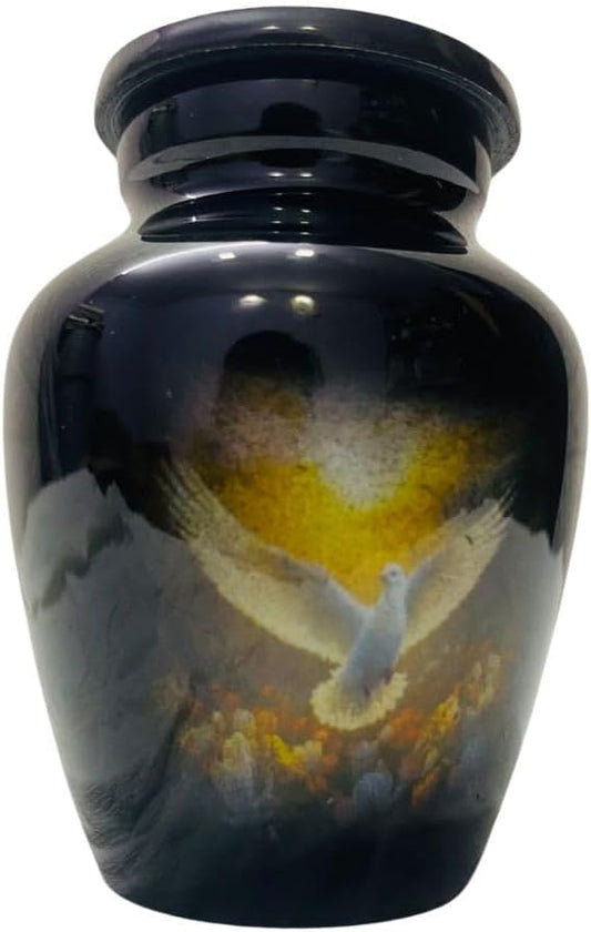 Black Mini Cremation Urn – Handcrafted Keepsake Urn for Ashes with Velvet Box