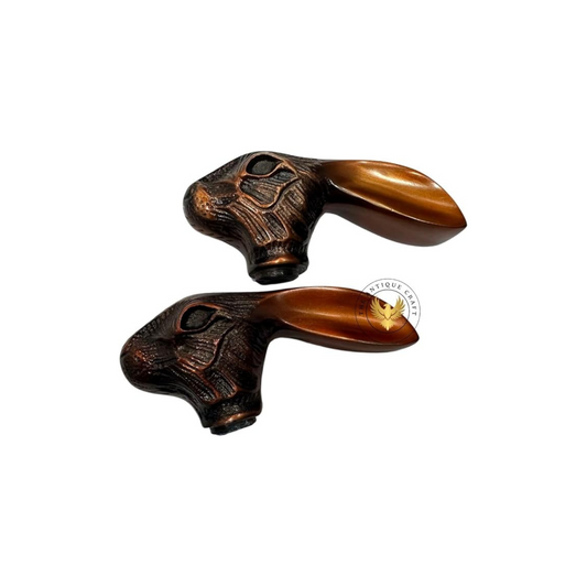 Set of 2 Antique Rabbit Walking Stick Handles – Handmade Brass Animal Cane Toppers (Handles Only)