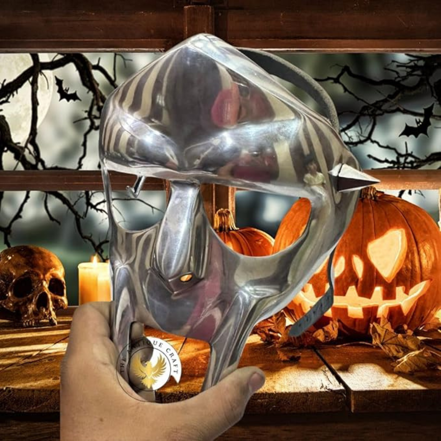 MF DOOM Roman Gladiator Helmet Mask – Fantasy Cosplay & Halloween Costume Prop | Unisex Viking-Style Face Mask for Parties, Decor & Gifts