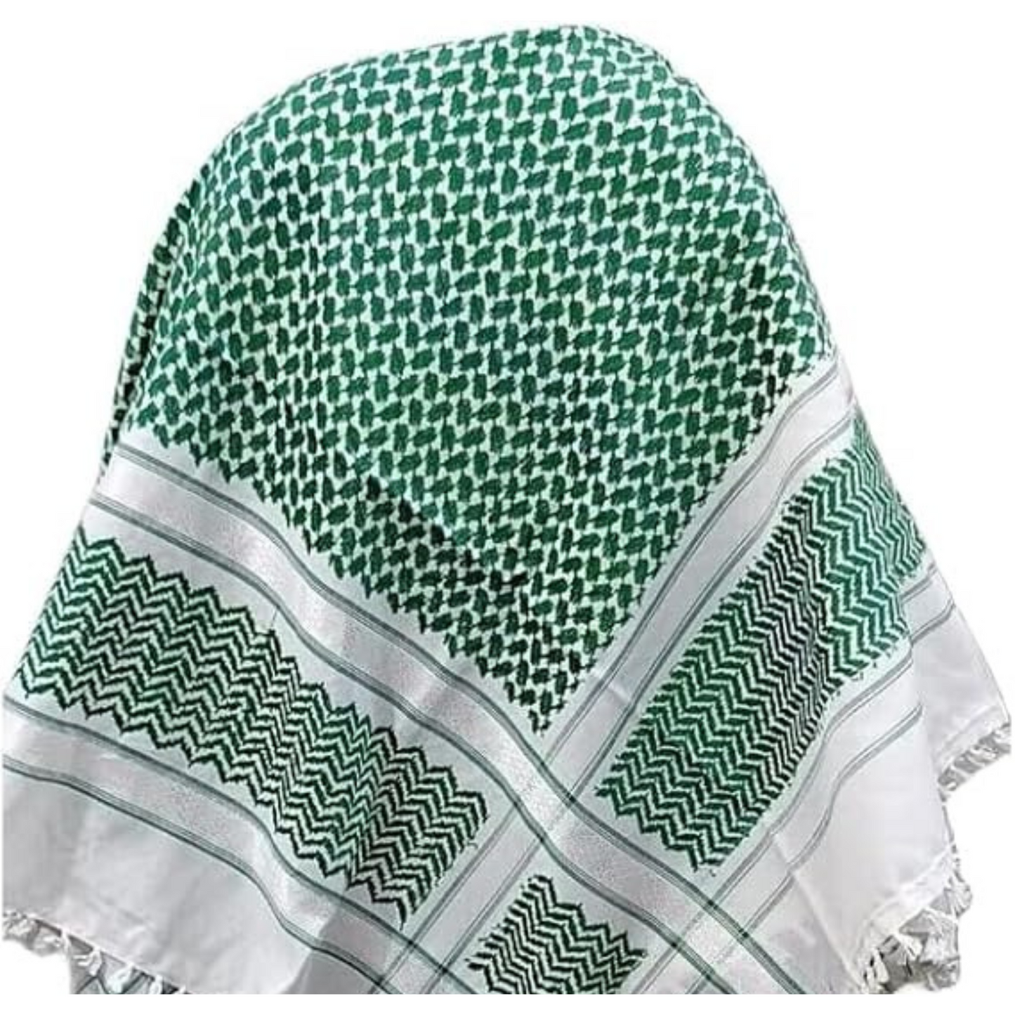 Green & White Palestinian Keffiyeh – Cotton Shemagh Scarf Kufiya
