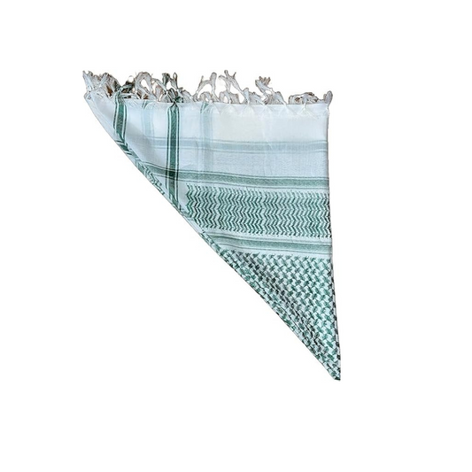 Green & White Palestinian Keffiyeh – Cotton Shemagh Scarf Kufiya