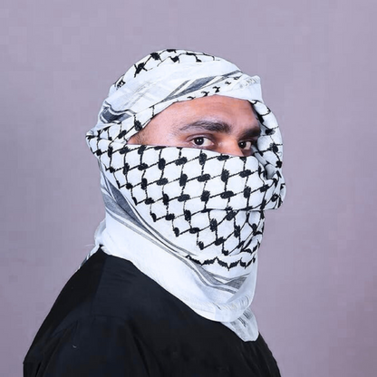 Palestinian Hatta Keffiyeh Scarf – Arafat Style Shemagh, Cotton Kufiya Bandana