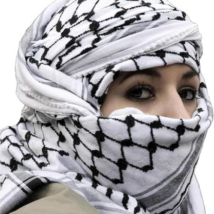 Palestinian Hatta Keffiyeh Scarf – Arafat Style Shemagh, Cotton Kufiya Bandana