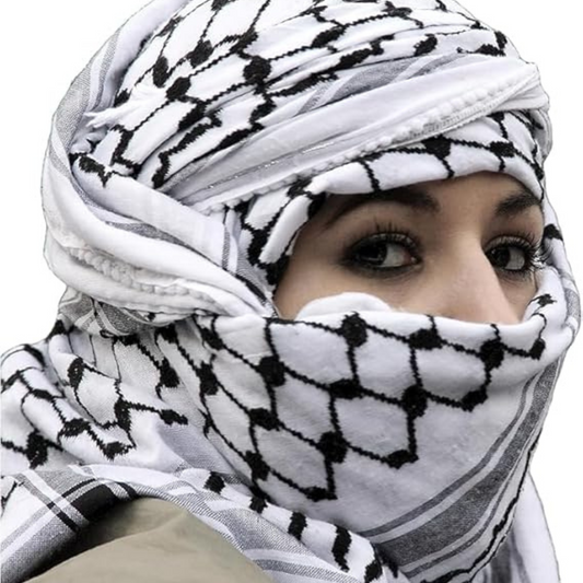 Palestinian Hatta Keffiyeh Scarf – Arafat Style Shemagh, Cotton Kufiya Bandana
