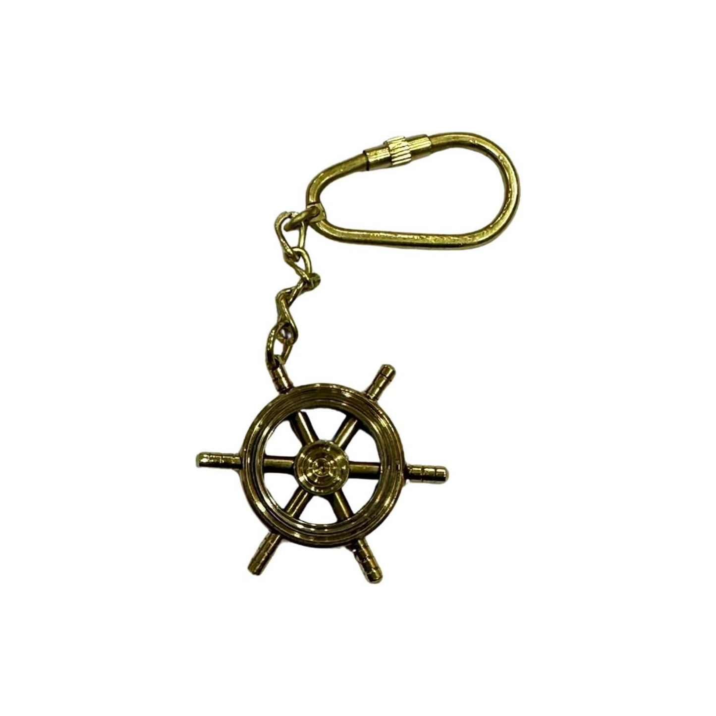 Brass Ship Wheel Keychain – Nautical Key Ring, 3-Inch Maritime Key Tag Gift