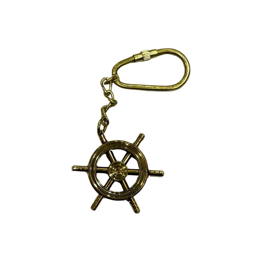 Brass Ship Wheel Keychain – Nautical Key Ring, 3-Inch Maritime Key Tag Gift