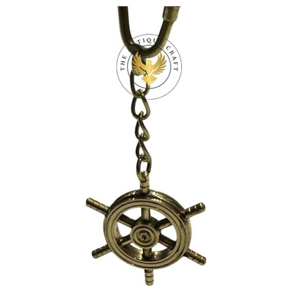 Brass Ship Wheel Keychain – Nautical Key Ring, 3-Inch Maritime Key Tag Gift