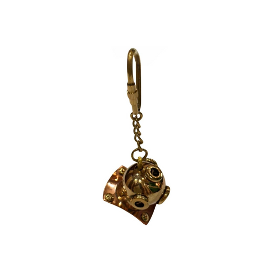 Vintage Brass Diving Helmet Keychain – Nautical Mini Key Ring Accessory