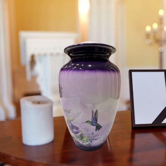 Handcrafted Bird Keepsake Cremation Urn for Adult Ashes with Black Velvet Bag