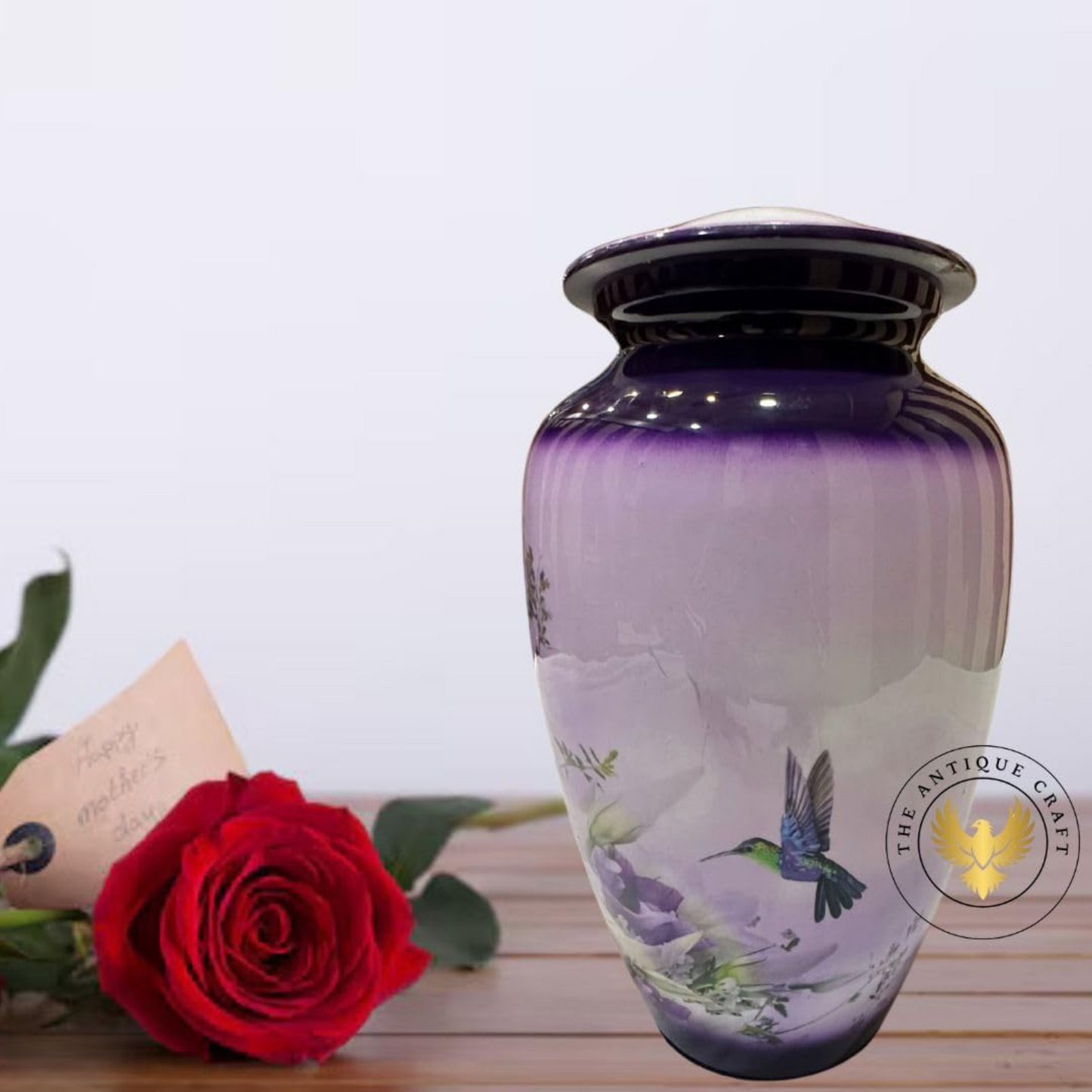 Handcrafted Bird Keepsake Cremation Urn for Adult Ashes with Black Velvet Bag