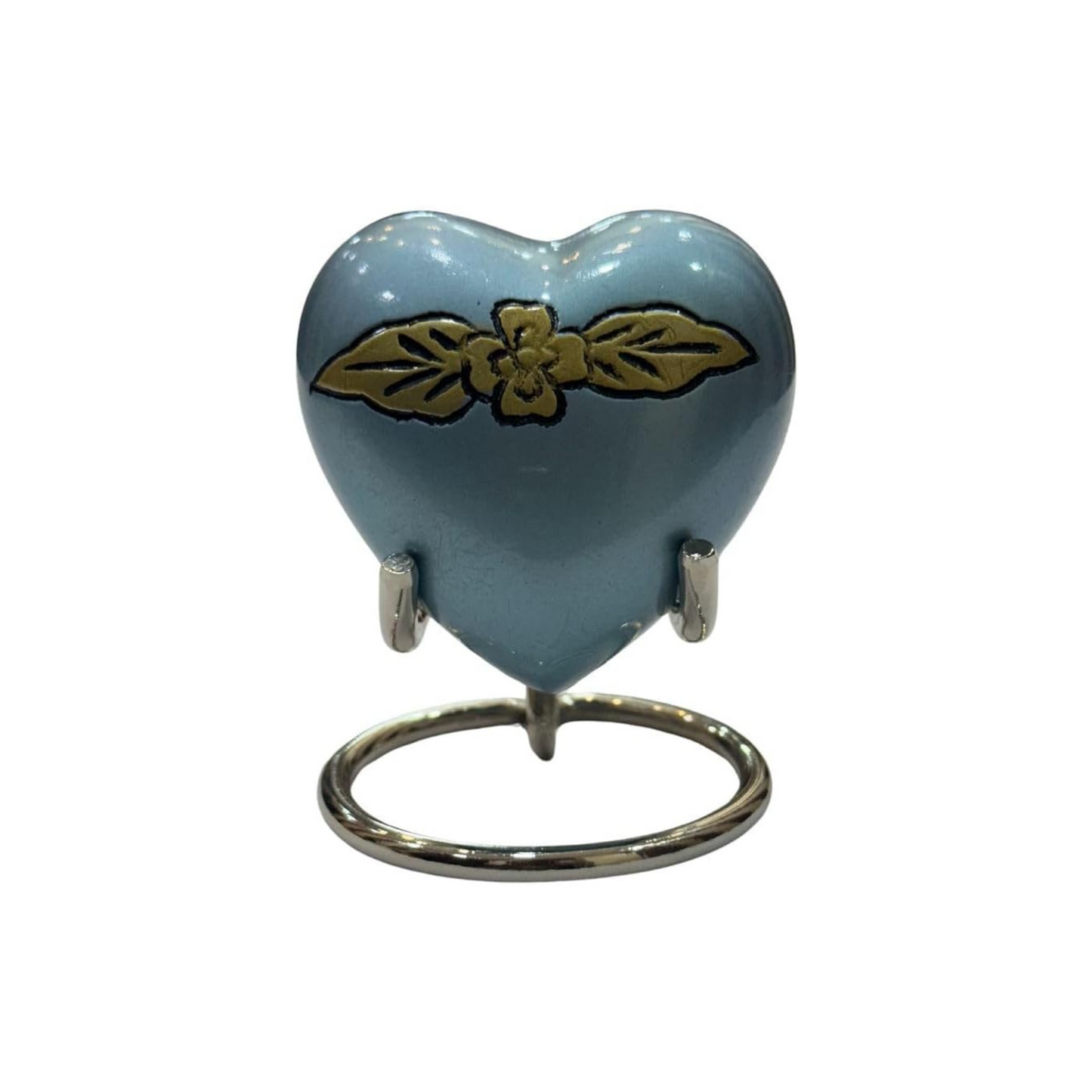 Blue Heart-Shaped Cremation Urns for Human Ashes – Decorative Funeral Urns for Men & Women