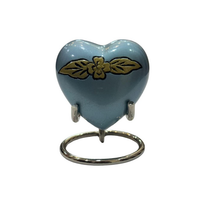 Blue Heart-Shaped Cremation Urns for Human Ashes – Decorative Funeral Urns for Men & Women