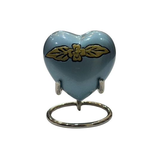 Blue Heart-Shaped Cremation Urns for Human Ashes – Decorative Funeral Urns for Men & Women