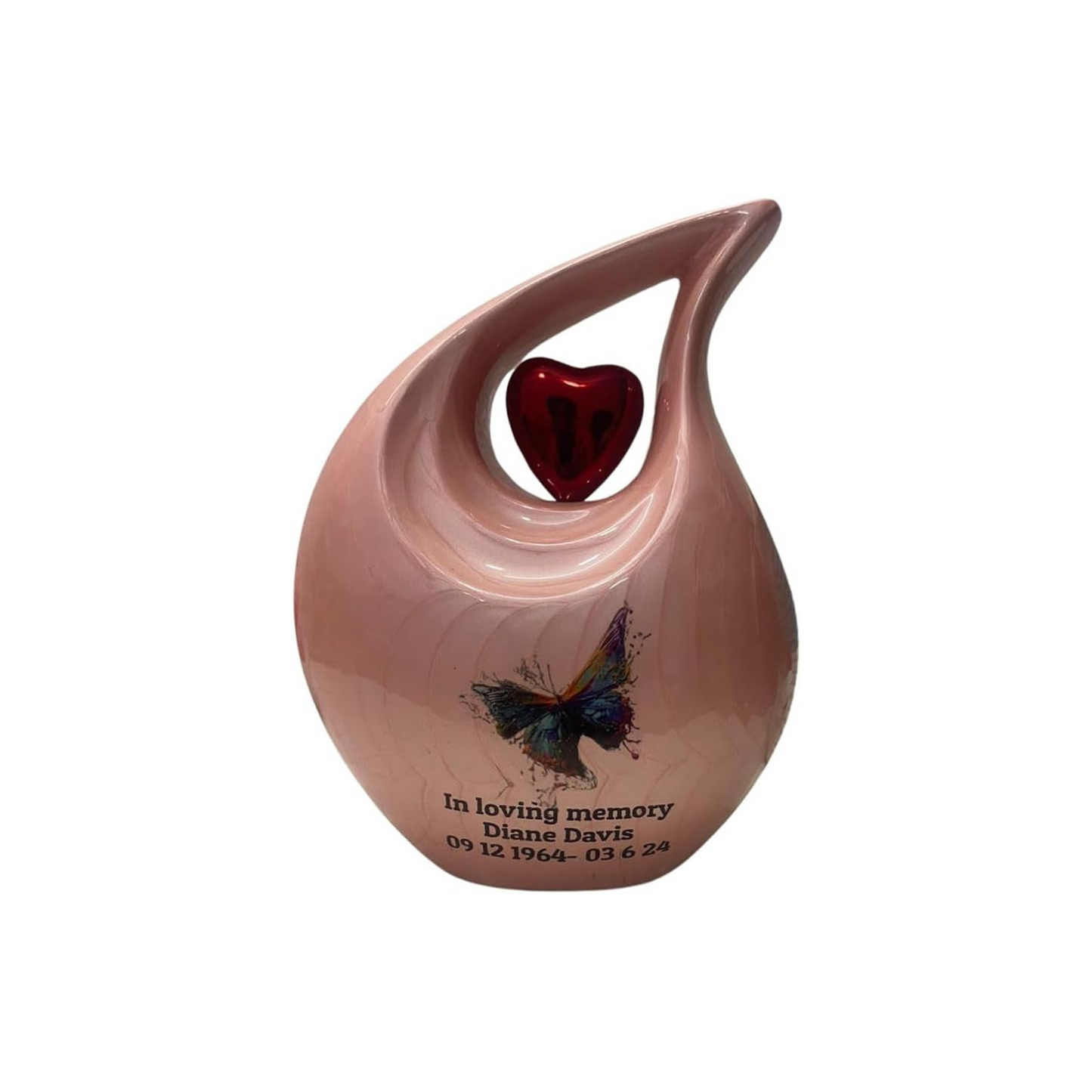 Elegant Peach Cremation Urn for Adult with Velvet Bag - Personalized Urn - Adult Urn - Funeral Urn - Teardrop Urn - Burial Urn - Memorial Urn