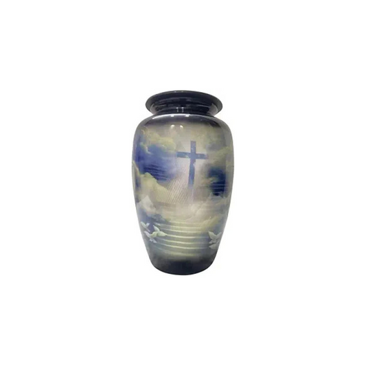 Heavenly Cross Cremation Urn – Black Adult Urn for Women & Men, Funeral & Burial