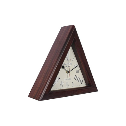 Natural Wood Triangle Wall Clock with Roman Numerals – Multi-Use Wall & Table Clock with Aircraft Glass Finish