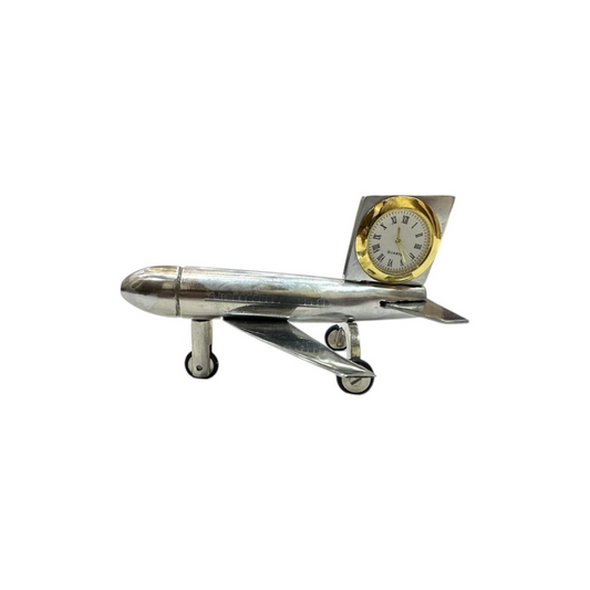 Aeroplane Table Clock – Steel Flight Watch for Office & Boutique Decor | Corporate & Desk Gift Idea